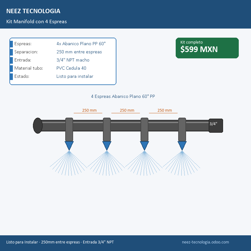 Kit Manifold con 4 Espreas — Pretratamiento